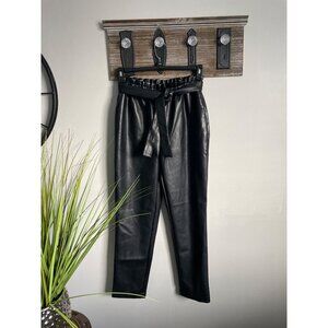 BAGATELLE COLLECTION Black Faux Leather Paperbag Waist Pants Size XS
